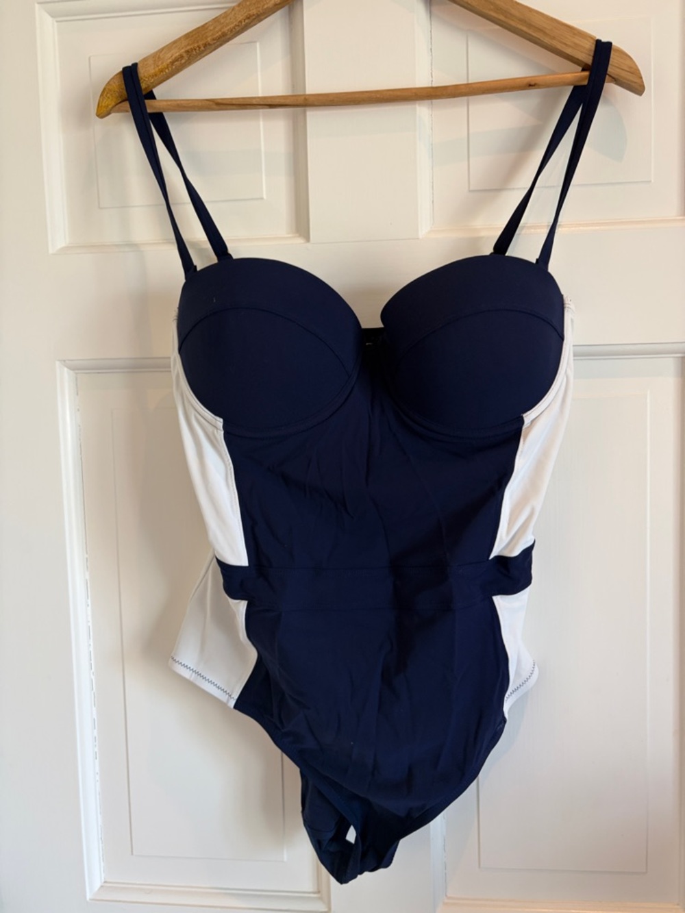 Tory Burch Navy and White Sculpting One-Piece Swimsuit